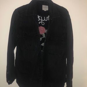 Black distressed jean jacket
